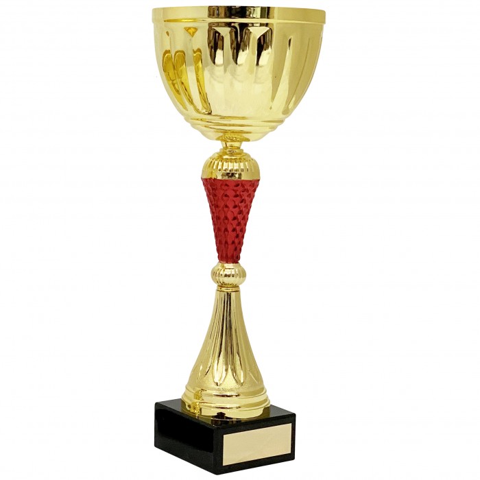 GOLD METAL CUP AND RED RISER AVAILABLE IN 4 SIZES